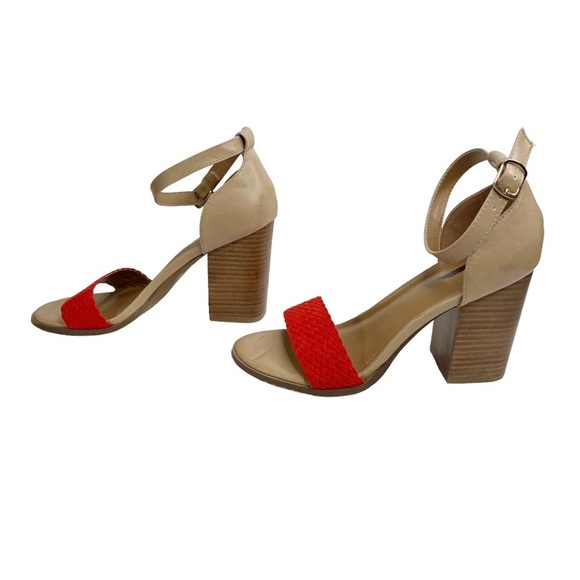 Torrid Red Braided Strap Stacked Block Heel Ankle Strap Sandals - Picture 5 of 16